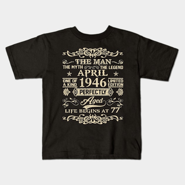 77th Birthday The Man Myth Legend April 1946 Kids T-Shirt by denvau123